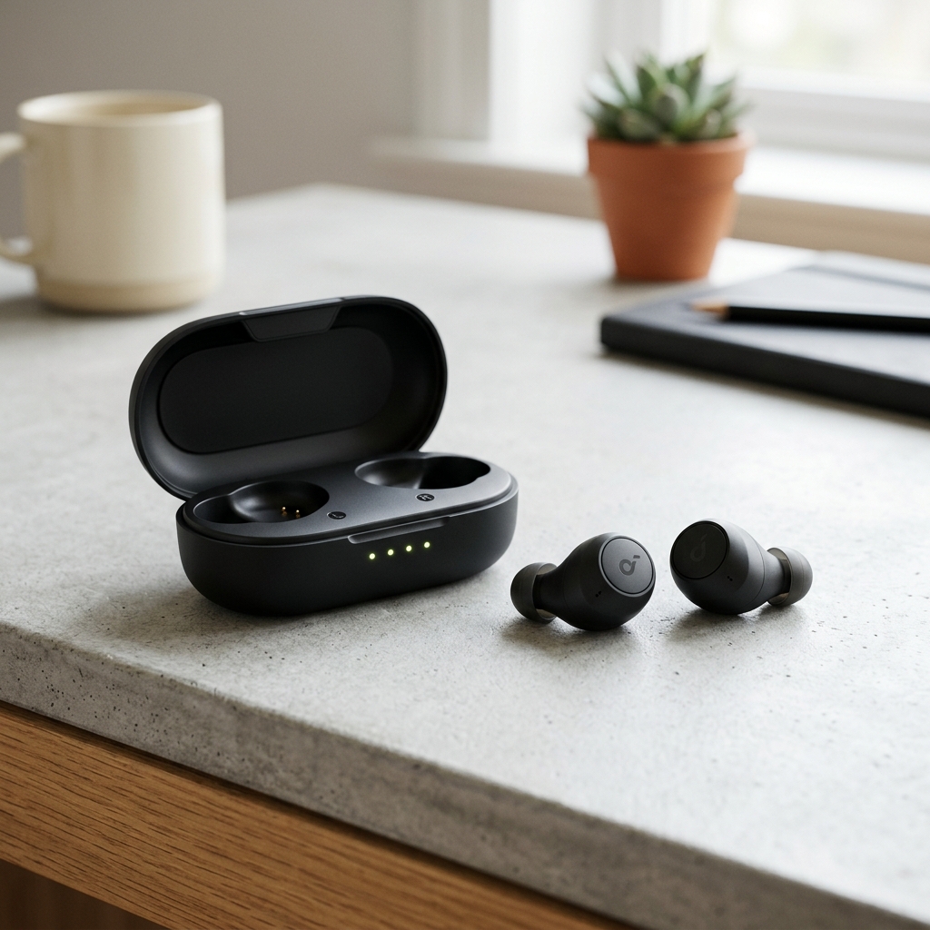 Noise-Cancelling True Wireless Earbuds (Matte Black)